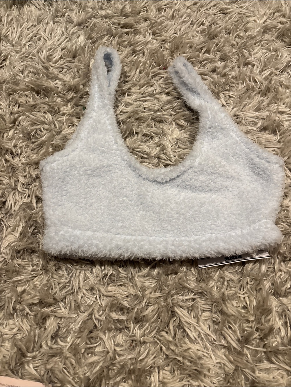PINK Victoria's Secret Sherpa Bralette Light Blue Size M NWT